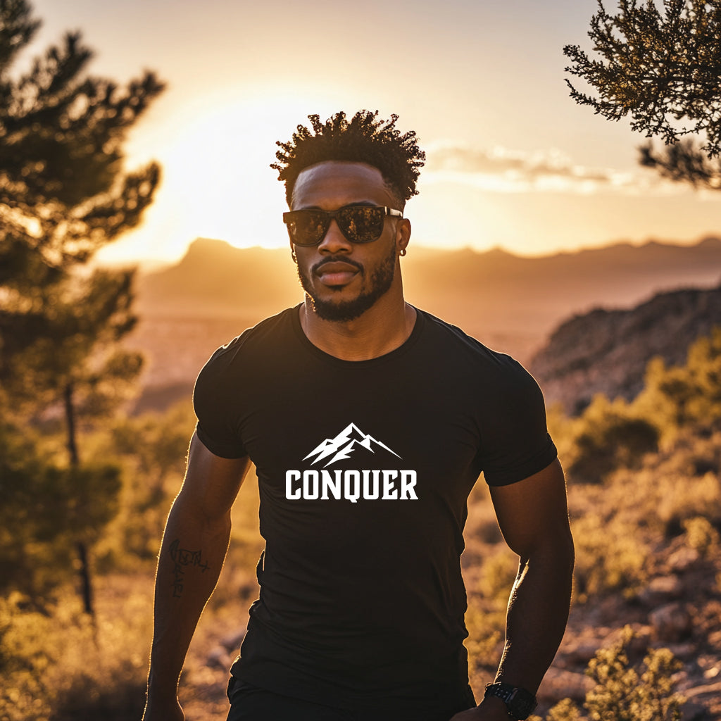 Conquer Men's Black T-shirt