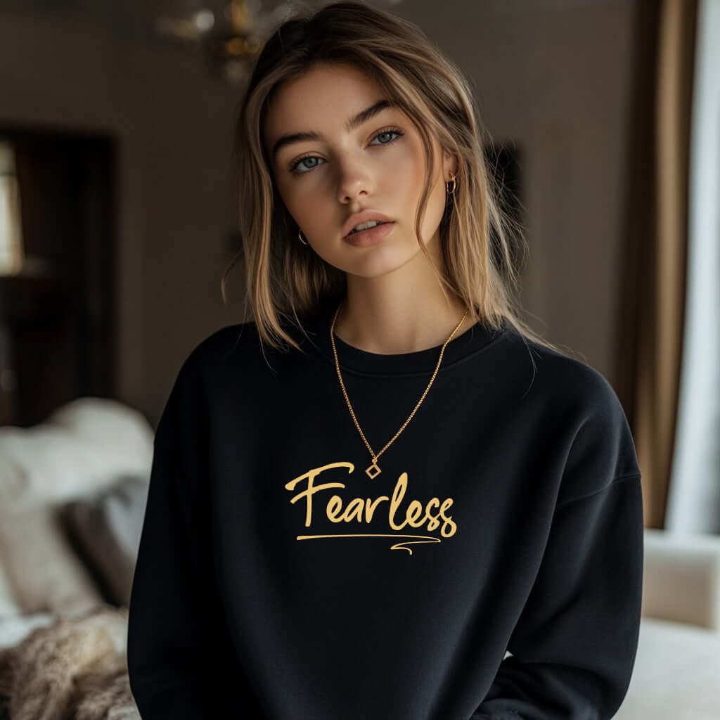 Fearless Women's Gold On Black Sweatshirt